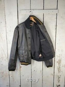 John Varvatos L 42 Distressed Leather Varsity Motorcycle Bomber Jacket