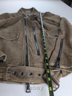 John Varvatos Men's Distressed Suede Leather Biker Jacket Size 44