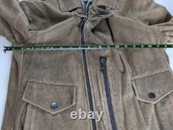 John Varvatos Men's Distressed Suede Leather Biker Jacket Size 44