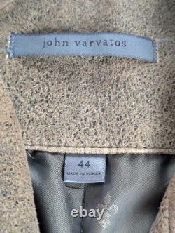 John Varvatos Men's Distressed Suede Leather Biker Jacket Size 44