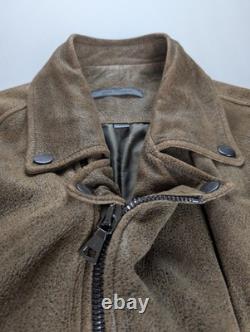 John Varvatos Men's Distressed Suede Leather Biker Jacket Size 44