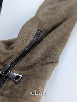 John Varvatos Men's Distressed Suede Leather Biker Jacket Size 44