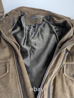 John Varvatos Men's Distressed Suede Leather Biker Jacket Size 44