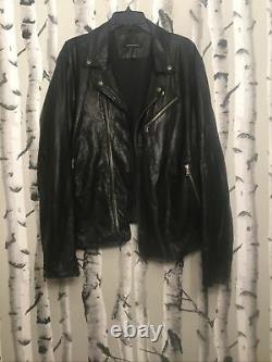 John Varvatos Mens Leather Moto Jacket Size XL Black (97)