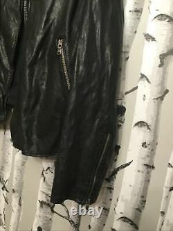 John Varvatos Mens Leather Moto Jacket Size XL Black (97)