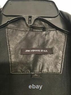 John Varvatos Mens Leather Moto Jacket Size XL Black (97)