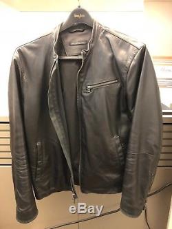John Varvatos Star USA Black Leather Moto Jacket (Size Medium)
