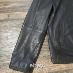 John Varvatos USA Mens Black 100% Lambskin Leather Moto Biker Jacket Sz Large