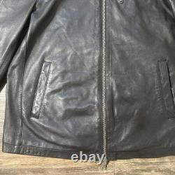 John Varvatos USA Mens Black 100% Lambskin Leather Moto Biker Jacket Sz Large