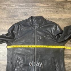 John Varvatos USA Mens Black 100% Lambskin Leather Moto Biker Jacket Sz Large