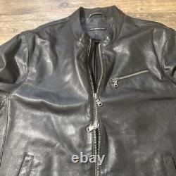 John Varvatos USA Mens Black 100% Lambskin Leather Moto Biker Jacket Sz Large