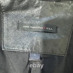 John Varvatos USA Mens Black 100% Lambskin Leather Moto Biker Jacket Sz Large