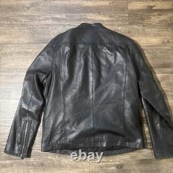 John Varvatos USA Mens Black 100% Lambskin Leather Moto Biker Jacket Sz Large