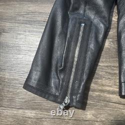 John Varvatos USA Mens Black 100% Lambskin Leather Moto Biker Jacket Sz Large