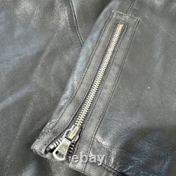 John Varvatos USA Mens Black 100% Lambskin Leather Moto Biker Jacket Sz Large