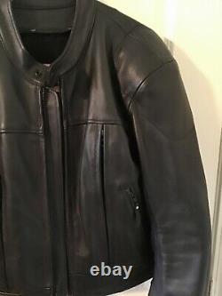 Johnson Leathers SF Mens Lg Black Leather Motorcycle Jacket Vented withArmor