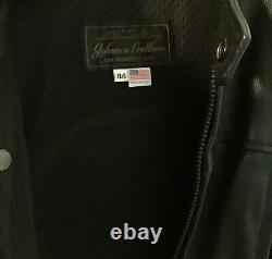 Johnson Leathers SF Mens Lg Black Leather Motorcycle Jacket Vented withArmor