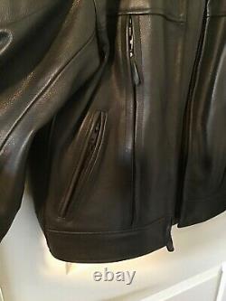 Johnson Leathers SF Mens Lg Black Leather Motorcycle Jacket Vented withArmor