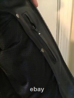 Johnson Leathers SF Mens Lg Black Leather Motorcycle Jacket Vented withArmor
