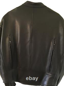 Johnson Leathers SF Mens Lg Black Leather Motorcycle Jacket Vented withArmor