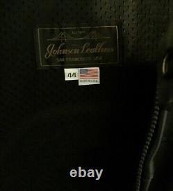 Johnson Leathers SF Mens Lg Black Leather Motorcycle Jacket Vented withArmor