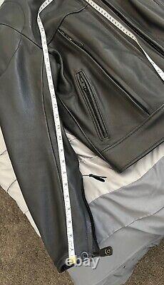 Johnson Leathers SF Mens Lg Black Leather Motorcycle Jacket Vented withArmor