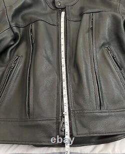 Johnson Leathers SF Mens Lg Black Leather Motorcycle Jacket Vented withArmor