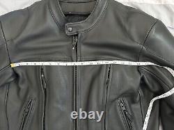 Johnson Leathers SF Mens Lg Black Leather Motorcycle Jacket Vented withArmor