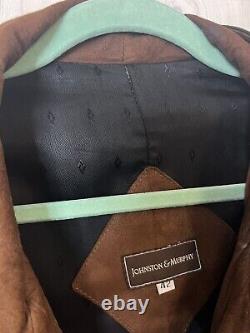 Johnston & Murphy / Remy / Soft Leather Coat / Jacket / Double Collar Men Sz 42