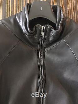 Julius 7 Mens Black Leather Zip Biker Motorcycle Jacket Size 2 Medium