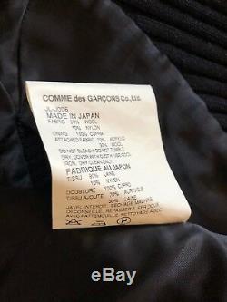Junya Watanabe Comme des Garcons Womens Black Wool Herringbone Moto Jacket -Sz M