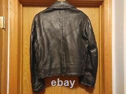 KALE Men's Chicago Police Motorcycle black Leather button zipper Jacket 38R