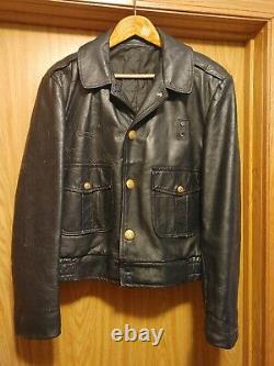 KALE vtg Chicago Police Motorcycle black Leather button & zipper Jacket 38R