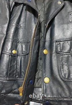 KALE vtg Chicago Police Motorcycle black Leather button & zipper Jacket 38R