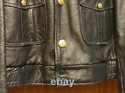 KALE vtg Chicago Police Motorcycle black Leather button & zipper Jacket 38R