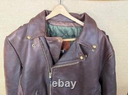Kerr Leathers Brown Motorcycle Jacket Size 50 XXL Arlen Ness Heavy Leather USA