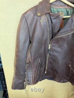 Kerr Leathers Brown Motorcycle Jacket Size 50 XXL Arlen Ness Heavy Leather USA