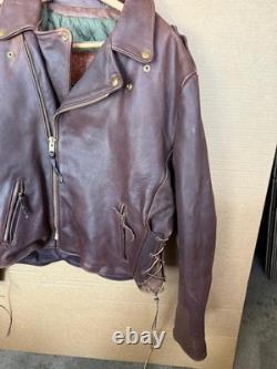 Kerr Leathers Brown Motorcycle Jacket Size 50 XXL Arlen Ness Heavy Leather USA