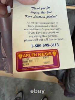 Kerr Leathers Brown Motorcycle Jacket Size 50 XXL Arlen Ness Heavy Leather USA