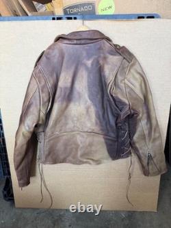 Kerr Leathers Brown Motorcycle Jacket Size 50 XXL Arlen Ness Heavy Leather USA