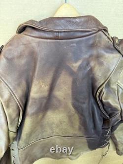 Kerr Leathers Brown Motorcycle Jacket Size 50 XXL Arlen Ness Heavy Leather USA