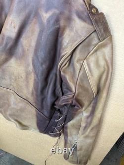 Kerr Leathers Brown Motorcycle Jacket Size 50 XXL Arlen Ness Heavy Leather USA