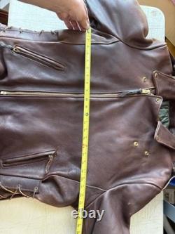 Kerr Leathers Brown Motorcycle Jacket Size 50 XXL Arlen Ness Heavy Leather USA