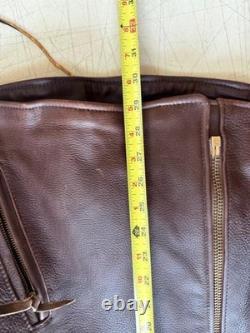 Kerr Leathers Brown Motorcycle Jacket Size 50 XXL Arlen Ness Heavy Leather USA