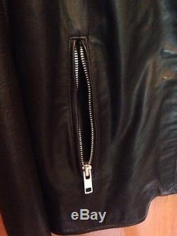 King Baby Studio Men's Black Leather Jacket Size Large Silver Zipper Excellent
