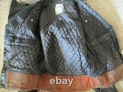 LEATHER FOREVER Black thick Leather Vintage Moto motorcycle quilted jacket sz S