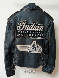 LEATHER MOTORCYCLE JACKET - INDIAN - RARE - MADE IN FRANCE Medium