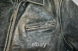 LEVI'S Distressed & Faded Leather Cafe Racer Biker Jacket Motorcycle Coat XL