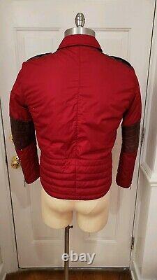 LNWOT$3K GUCCI Jacket-M-40US-Motorcycle Biker Cafe Racer + Puffer + LEATHER-RED