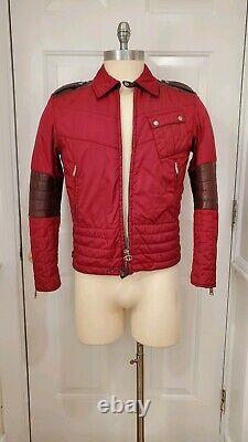 LNWOT$3K GUCCI Jacket-M-40US-Motorcycle Biker Cafe Racer + Puffer + LEATHER-RED